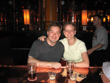Celebrating at the bar where we met for our 1st date