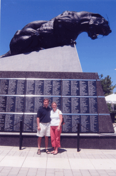 Mike and Amy outside Bank of America Stadium