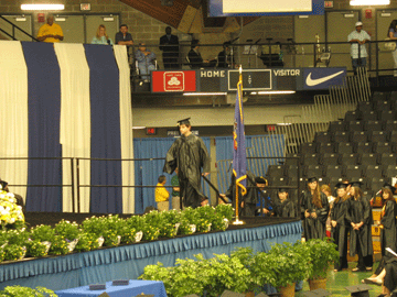 Walking across the stage