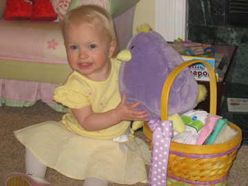 Looking in her Easter basket