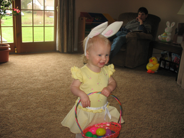 Wearing bunny ears