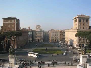 Looking down on Piazza Venezia from the Altar