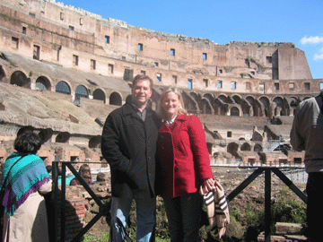 On the floor of the Colosseum