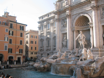 Side view of the Trevi Fountain