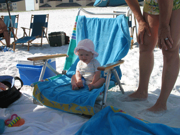 Lounging in the beach chair