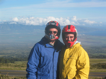 Preparing for our bike ride down from Haleakala