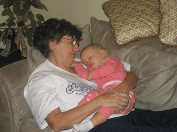 Taking a nap on Grandma